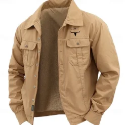 Sale OUKU Men's Cow Print Shirt Work Shirt Western Shirt Long Sleeve Casual Sports & Outdoor Going out Fall Winter Turndown Button-Down Black Army Green Khaki