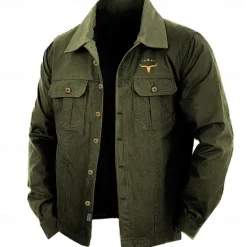 Outlet OUKU Men's Cow Print Work Shirt Western Shirt Cargo Shirt Long Sleeve Casual Sports & Outdoor Going out Fall Winter Turndown Button-Down Black Army Green Khaki