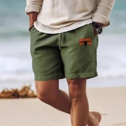 OUKU Men's Cow Shorts Summer Shorts Beach Shorts Mid Waist Hawaiian Casual Outdoor Holiday Going out Drawstring Elastic Waist Print Designer Clothing Apparel