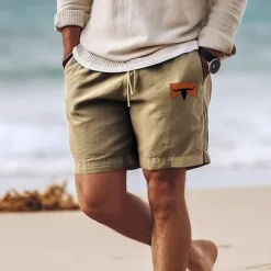 OUKU Men's Cow Shorts Summer Shorts Beach Shorts Mid Waist Hawaiian Casual Outdoor Holiday Going out Drawstring Elastic Waist Print Designer Clothing Apparel