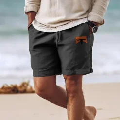 OUKU Men's Cow Shorts Summer Shorts Beach Shorts Mid Waist Hawaiian Casual Outdoor Holiday Going out Drawstring Elastic Waist Print Designer Clothing Apparel