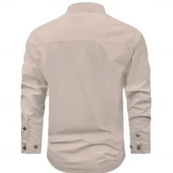 Best OUKU Men's Cow Work Shirt Western Shirt Cargo Shirt Long Sleeve Casual Tactical Sports & Outdoor Going out Winter Spring & Fall Turndown Print Black off-white Khaki