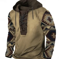 OUKU Men's Cowboy Hoodie Hoodies Sweatshirt Fashion Cool Long Sleeve Hooded Vacation Going out Streetwear Blue Brown Drawstring Fall Winter Designer