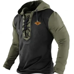Sale OUKU Men's Cowboy Hoodies Fashion Cool Long Sleeve Hooded Brown Green Drawstring Fall Winter Designer
