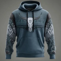 Best OUKU Men's Cowboy Hoodies Sweatshirt Ethnic Vintage Retro Long Sleeve Crew Neck Holiday Travel Streetwear Blue Brown Drawstring 3D Fall Winter Designer