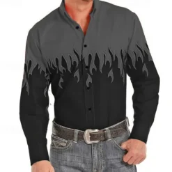 Clearance OUKU Men's Cowboy Western Shirt Button Up Shirt Cowboy Shirt Long Sleeve Fashion Designer Western Daily Fall & Winter Turndown Collared Shirts 3D Print Front Pocket Red Purple Brown Green Blue+Blue