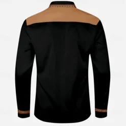 Sale OUKU Men's Cowboy Western Shirt Button Up Shirt Cowboy Shirt Long Sleeve Vintage Western Daily Holiday Fall Winter Spring & Summer Turndown Collared Shirts 3D Print Black