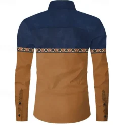 Clearance OUKU Men's Cowboy Western Shirt Button Up Shirt Cowboy Shirt Long Sleeve Casual Western Style Formal Daily Holiday Fall Winter Spring & Summer Turndown Collared Shirts Button Up Pocket 3D Print Brown