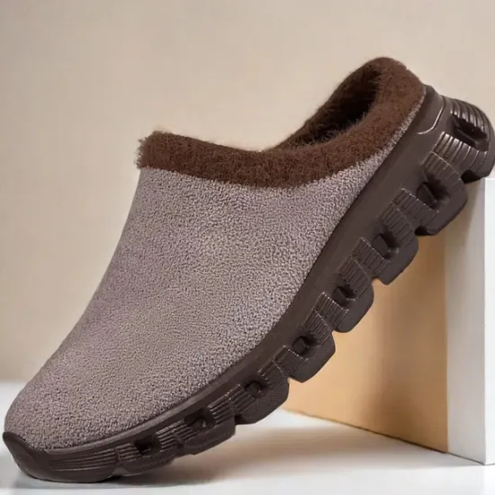 Sale OUKU Men's Cozy Slip-On Winter Clogs with Plush Lining and Anti-Slip Sole - Comfortable Indoor and Outdoor Shoes for Cold Weather