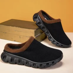 Sale OUKU Men's Cozy Slip-On Winter Clogs with Plush Lining and Anti-Slip Sole - Comfortable Indoor and Outdoor Shoes for Cold Weather