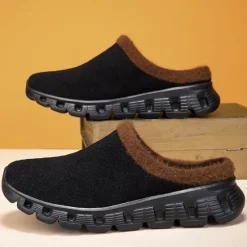 Sale OUKU Men's Cozy Slip-On Winter Clogs with Plush Lining and Anti-Slip Sole - Comfortable Indoor and Outdoor Shoes for Cold Weather