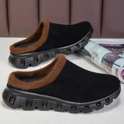 Sale OUKU Men's Cozy Slip-On Winter Clogs with Plush Lining and Anti-Slip Sole - Comfortable Indoor and Outdoor Shoes for Cold Weather