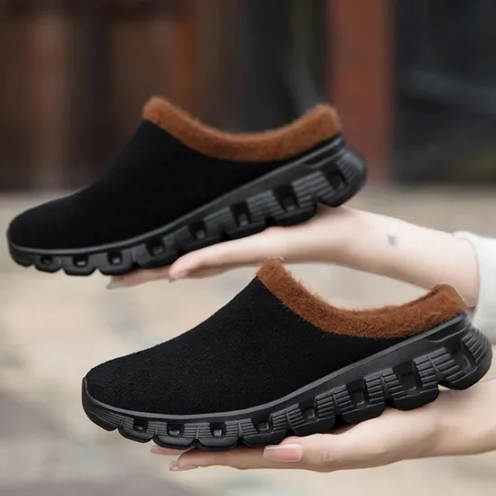 Sale OUKU Men's Cozy Slip-On Winter Clogs with Plush Lining and Anti-Slip Sole - Comfortable Indoor and Outdoor Shoes for Cold Weather
