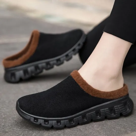Sale OUKU Men's Cozy Slip-On Winter Clogs with Plush Lining and Anti-Slip Sole - Comfortable Indoor and Outdoor Shoes for Cold Weather