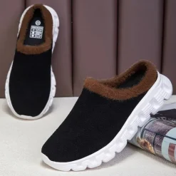Sale OUKU Men's Cozy Slip-On Winter Clogs with Plush Lining and Anti-Slip Sole - Comfortable Indoor and Outdoor Shoes for Cold Weather