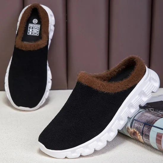 Sale OUKU Men's Cozy Slip-On Winter Clogs with Plush Lining and Anti-Slip Sole - Comfortable Indoor and Outdoor Shoes for Cold Weather