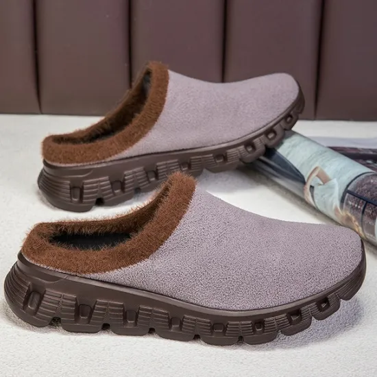 Sale OUKU Men's Cozy Slip-On Winter Clogs with Plush Lining and Anti-Slip Sole - Comfortable Indoor and Outdoor Shoes for Cold Weather