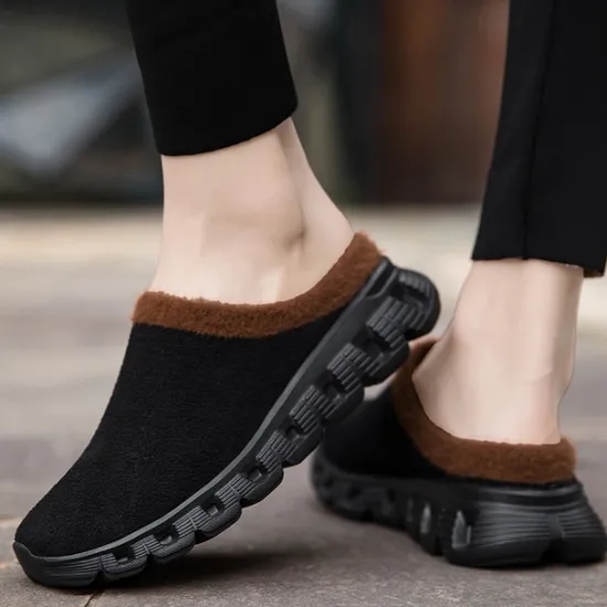 Sale OUKU Men's Cozy Slip-On Winter Clogs with Plush Lining and Anti-Slip Sole - Comfortable Indoor and Outdoor Shoes for Cold Weather