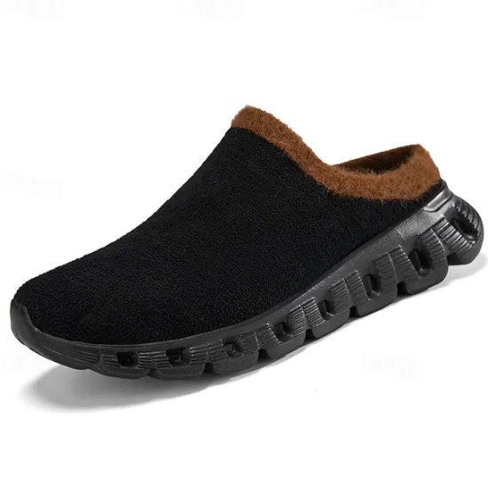 Sale OUKU Men's Cozy Slip-On Winter Clogs with Plush Lining and Anti-Slip Sole - Comfortable Indoor and Outdoor Shoes for Cold Weather