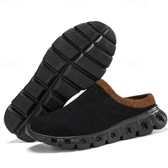 Sale OUKU Men's Cozy Slip-On Winter Clogs with Plush Lining and Anti-Slip Sole - Comfortable Indoor and Outdoor Shoes for Cold Weather