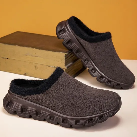 Sale OUKU Men's Cozy Slip-On Winter Clogs with Plush Lining and Anti-Slip Sole - Comfortable Indoor and Outdoor Shoes for Cold Weather