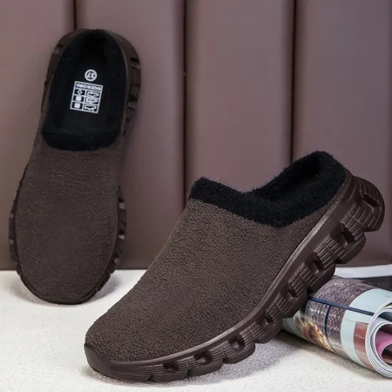 Sale OUKU Men's Cozy Slip-On Winter Clogs with Plush Lining and Anti-Slip Sole - Comfortable Indoor and Outdoor Shoes for Cold Weather