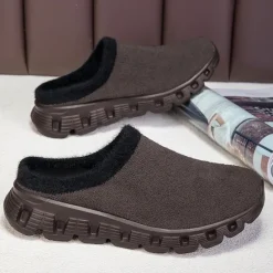 Sale OUKU Men's Cozy Slip-On Winter Clogs with Plush Lining and Anti-Slip Sole - Comfortable Indoor and Outdoor Shoes for Cold Weather