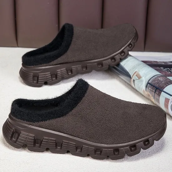 Sale OUKU Men's Cozy Slip-On Winter Clogs with Plush Lining and Anti-Slip Sole - Comfortable Indoor and Outdoor Shoes for Cold Weather