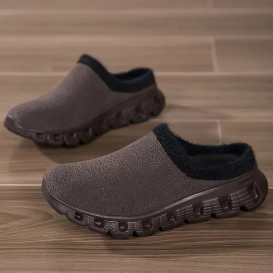 Sale OUKU Men's Cozy Slip-On Winter Clogs with Plush Lining and Anti-Slip Sole - Comfortable Indoor and Outdoor Shoes for Cold Weather