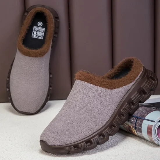 Sale OUKU Men's Cozy Slip-On Winter Clogs with Plush Lining and Anti-Slip Sole - Comfortable Indoor and Outdoor Shoes for Cold Weather