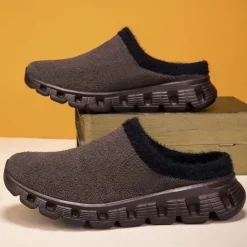 Sale OUKU Men's Cozy Slip-On Winter Clogs with Plush Lining and Anti-Slip Sole - Comfortable Indoor and Outdoor Shoes for Cold Weather