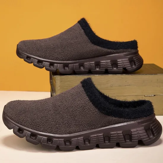 Sale OUKU Men's Cozy Slip-On Winter Clogs with Plush Lining and Anti-Slip Sole - Comfortable Indoor and Outdoor Shoes for Cold Weather