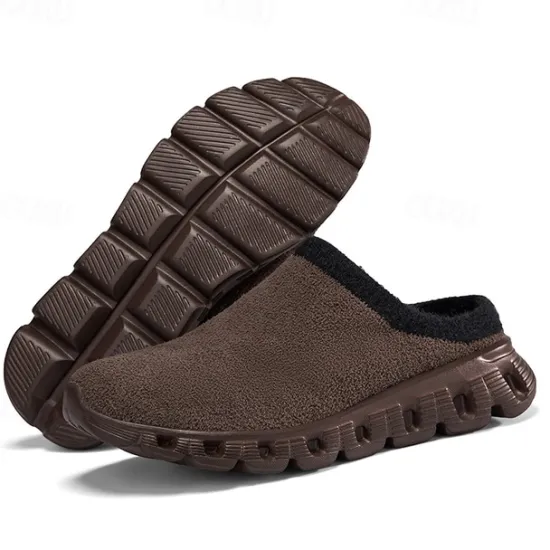 Sale OUKU Men's Cozy Slip-On Winter Clogs with Plush Lining and Anti-Slip Sole - Comfortable Indoor and Outdoor Shoes for Cold Weather