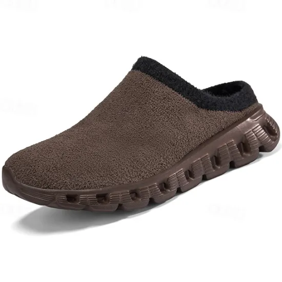 Sale OUKU Men's Cozy Slip-On Winter Clogs with Plush Lining and Anti-Slip Sole - Comfortable Indoor and Outdoor Shoes for Cold Weather