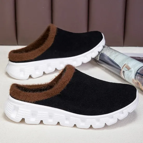Sale OUKU Men's Cozy Slip-On Winter Clogs with Plush Lining and Anti-Slip Sole - Comfortable Indoor and Outdoor Shoes for Cold Weather