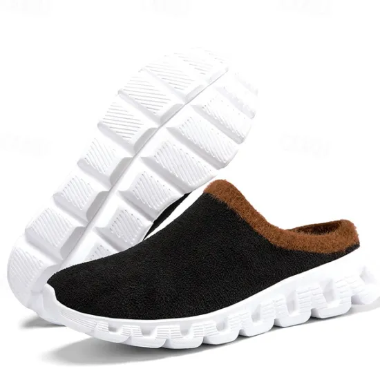 Sale OUKU Men's Cozy Slip-On Winter Clogs with Plush Lining and Anti-Slip Sole - Comfortable Indoor and Outdoor Shoes for Cold Weather