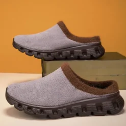 Sale OUKU Men's Cozy Slip-On Winter Clogs with Plush Lining and Anti-Slip Sole - Comfortable Indoor and Outdoor Shoes for Cold Weather