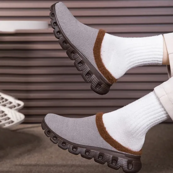 Sale OUKU Men's Cozy Slip-On Winter Clogs with Plush Lining and Anti-Slip Sole - Comfortable Indoor and Outdoor Shoes for Cold Weather