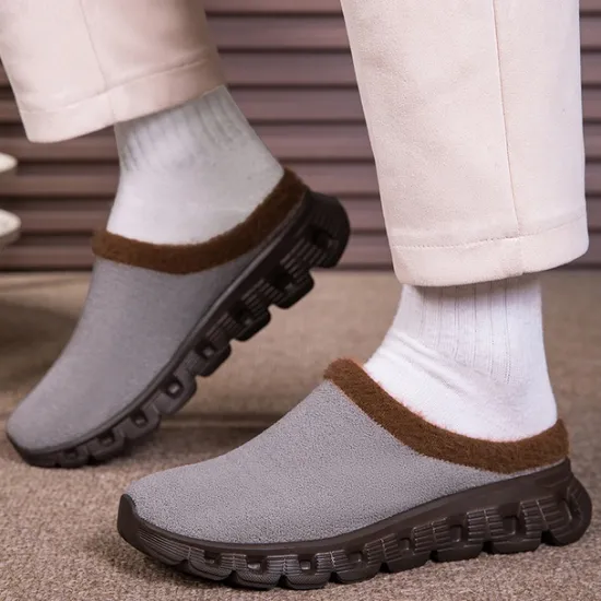 Sale OUKU Men's Cozy Slip-On Winter Clogs with Plush Lining and Anti-Slip Sole - Comfortable Indoor and Outdoor Shoes for Cold Weather