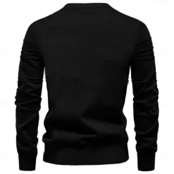 Best OUKU Mens Crewneck Pullover Sweater Knitted Cotton Stripped Quality Autumn Winter Warm Sweaters for Men
