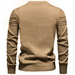 Best OUKU Mens Crewneck Pullover Sweater Knitted Cotton Stripped Quality Autumn Winter Warm Sweaters for Men