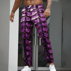 Discount OUKU Men's Crocodile Scales Dress Pants Trousers Suit Pants Mid Waist Casual Outdoor Holiday Straight Leg Pants with Pockets Spring Fall 3D Print Purple Orange Green