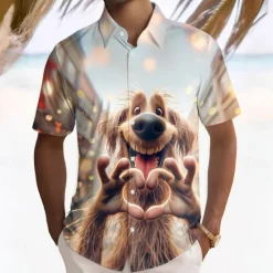 Clearance OUKU Men's Crocodile Shirt Short Sleeve Funny Summer Spring Turndown Button Up Yellow Purple Green