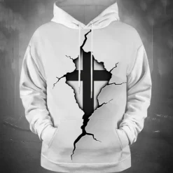Outlet OUKU Men's Cross Hoodies Sweatshirt Fashion Cool Long Sleeve Crew Neck Party Holiday Streetwear Drawstring Fall Winter Designer White