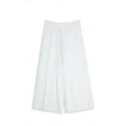 Hot OUKU Men's Culottes Wide Leg Linen Pants Trousers Summer Pants Patchwork Drawstring Elastic Waist Plain Comfort Breathable Casual Daily Holiday Fashion Classic Style Black White