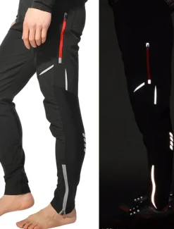 OUKU Men's Cycling Pants Hiking Bike Pants Trousers Outdoor Reflective Strips Bike Bottoms Windproof Breathable Moisture Wicking Quick Dry Anatomic Design Camping Fishing Mountain MTB Road Bike Black