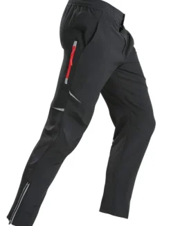 OUKU Men's Cycling Pants Hiking Bike Pants Trousers Outdoor Reflective Strips Bike Bottoms Windproof Breathable Moisture Wicking Quick Dry Anatomic Design Camping Fishing Mountain MTB Road Bike Black