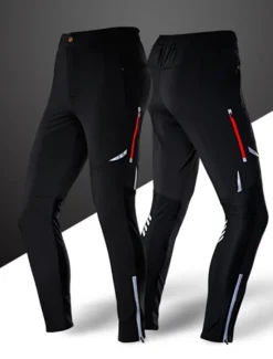OUKU Men's Cycling Pants Hiking Bike Pants Trousers Outdoor Reflective Strips Bike Bottoms Windproof Breathable Moisture Wicking Quick Dry Anatomic Design Camping Fishing Mountain MTB Road Bike Black