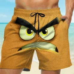 Clearance OUKU Men's 3D Cartoon Big Eyes Swim Trunks Swim Shorts Board Shorts Mid Waist Funny Outdoor Vacation Dailywear Side Pockets Mesh Lining Elastic Drawstring Waist Designer Clothing Apparel