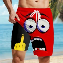 Discount OUKU Men's 3D Cartoon Funny Duck Lined Shorts 2 in 1 Board Shorts Swim Shorts Mid Waist Hawaiian Holiday Side Pockets With Compression Liner Elastic Drawstring Waist Designer Clothing Apparel